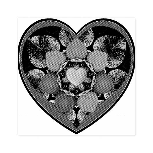 Lila Schirm und Herz .7 Gummistempel (Prägung)