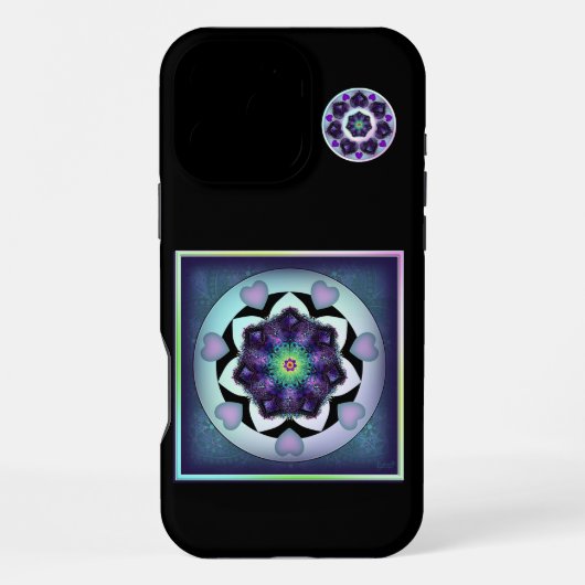 Lila Schirm und Herz .7 iPhone Hülle (Rückseite)