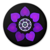 Lila Schirm und Herz .7 Keramikknauf (Vorderseite)