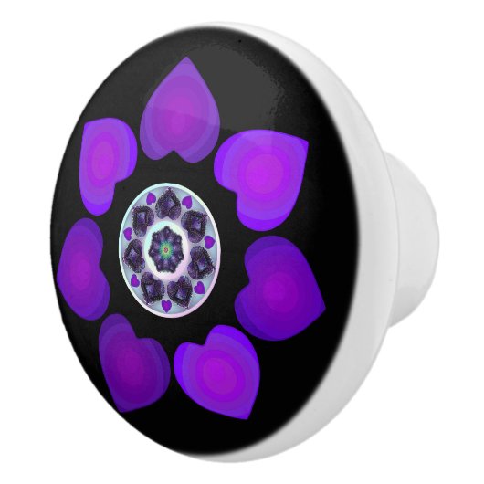 Lila Schirm und Herz .7 Keramikknauf (Rechts)