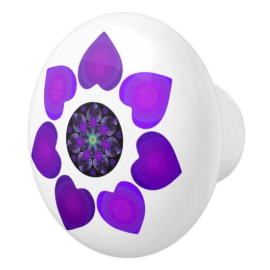 Lila Schirm und Herz .7 Keramikknauf (Rechts)