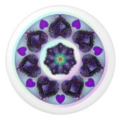 Lila Schirm und Herz .7 Keramikknauf (Vorderseite)