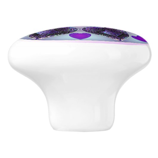 Lila Schirm und Herz .7 Keramikknauf (Seitenansicht)