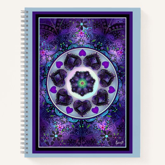 Lila Schirm und Herz .7 Notizblock (Vorderseite)