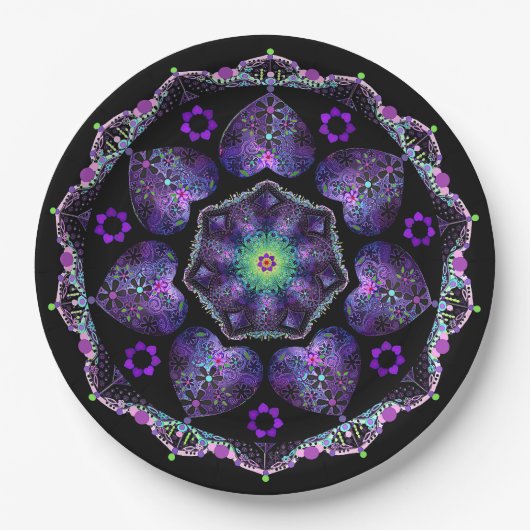 Lila Schirm und Herz .7 Pappteller (Vorderseite)