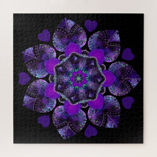 Lila Schirm und Herz .7 Puzzle (Horizontal)