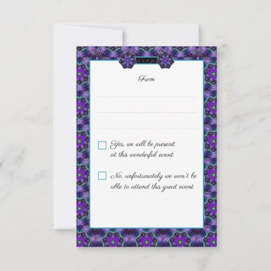 Lila Schirm und Herz .7 RSVP Karte (Rückseite)