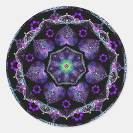 Lila Schirm und Herz .7 Runder Aufkleber