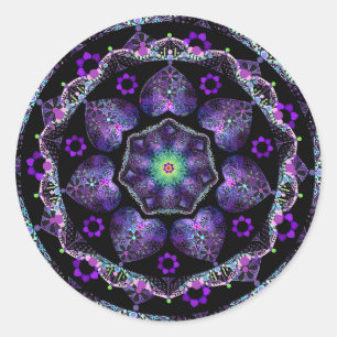 Lila Schirm und Herz .7 Runder Aufkleber