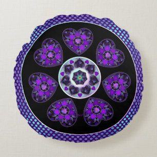 Lila Schirm und Herz .7 Rundes Kissen