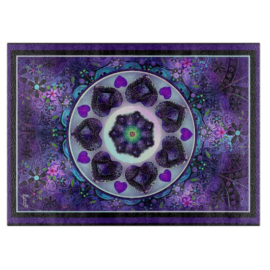 Lila Schirm und Herz .7 Schneidebrett (Vorderseite)