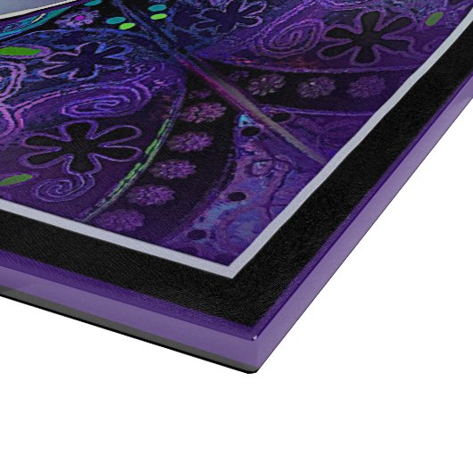 Lila Schirm und Herz .7 Schneidebrett (Ecke)