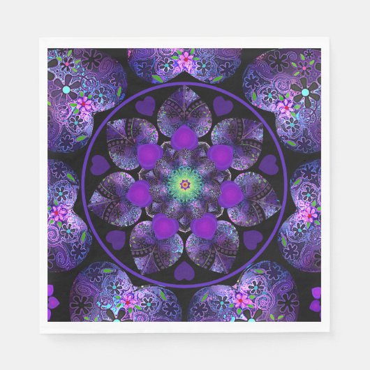 Lila Schirm und Herz.7 Serviette (Vorderseite)