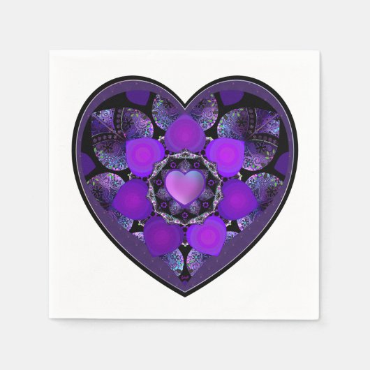 Lila Schirm und Herz .7 Serviette (Vorderseite)