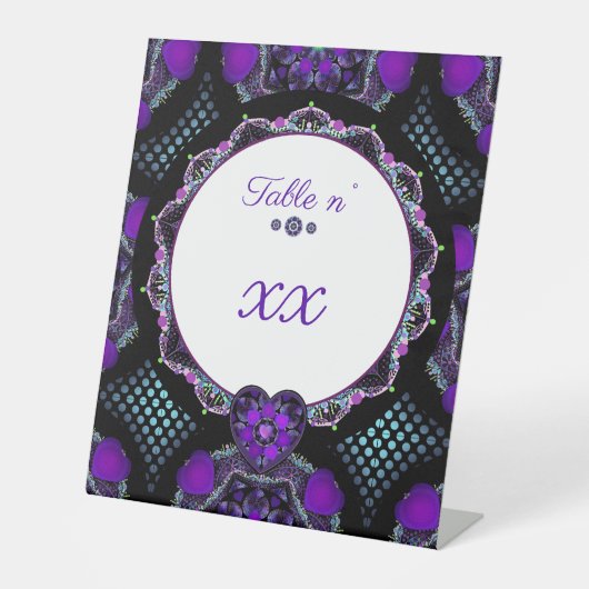 Lila Schirm und Herz .7 Sockelschild (Vorderseite)