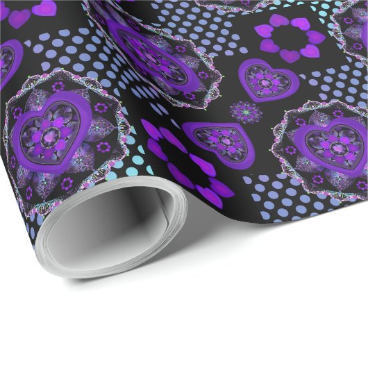 Lila Schirm- und Herzpapier .7 Geschenkpapier (Rolleneckpunkt)