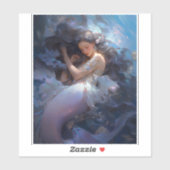 Lila Schlafen Meerjungfrau Fantasie Kunst Aufkleber (Blatt)