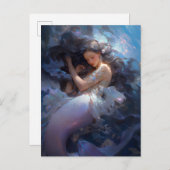 Lila Schlafen Meerjungfrau Fantasie Kunst Postkarte (Vorne/Hinten)