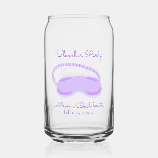 Lila Schlafmaske Bachelorette Slumber Party Dosenglas (Vorderseite)