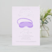 Lila Schlafmaske Bachelorette Slumber Party Folieneinladung (Stehend vorne)
