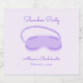 Lila Schlafmaske Bachelorette Slumber Party Schaumweinetikett (Einzelnes Label)