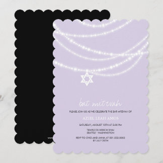 Lila Schläger Mitzvah Glitzern-Davidsstern Laden Einladung
