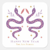 Lila Schlangen glücklich Chinesisch Neues Jahr Quadratischer Aufkleber (Vorderseite)