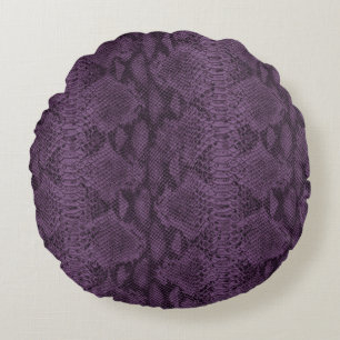 Lila Schlangen-Haut-Leder Rundes Kissen