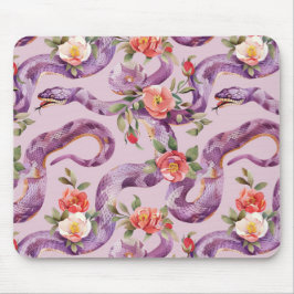Lila Schlangen Rote Creme Blumen Mousepad