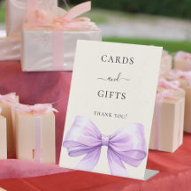 Lila Schleife Elfenbein Karten Geschenke Schild