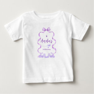 Lila Schleife Geburtstag jedes Alter Baby T-shirt
