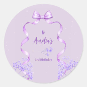 Lila Schleife Geburtstag jedes Alter Runder Aufkleber