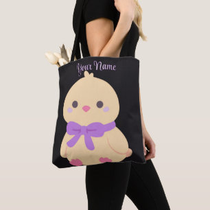 Lila Schleife Huhn Süß Kawaii Individuelle schwarz Tasche