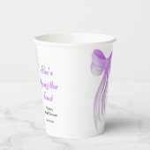 Lila Schleife - Sie bindet den Knoten - Brautdusch Pappbecher (Links)