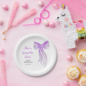 Lila Schleife: Sie knüpft den Knoten - Junggeselli Pappteller (Party)