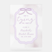 Lila Schleife Watercolor-Brautparty Acrylschild (Vorderseite)