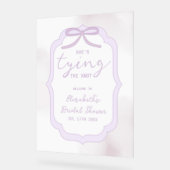 Lila Schleife Watercolor Hochzeitsdusche Acrylschild (Winkel)