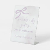 Lila Schleife Watercolor Hochzeitsdusche Karten &  Sockelschild (Vorderseite)