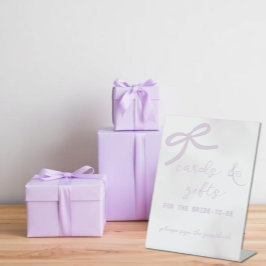 Lila Schleife Watercolor Hochzeitsdusche Karten & Sockelschild