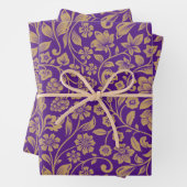 Lila Schleifpapier mit goldfarbenem Muster Geschenkpapier Set (Beispiel)