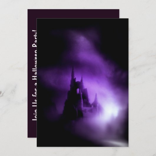 Lila Schloss Einladung (Vorne/Hinten)