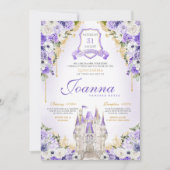 Lila Schloss Königlicher Lavendel Quinceanera Einladung (Vorderseite)