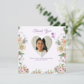 Lila Schloss Messe Geburtstag Thema mit Märchen Dankeskarte (Stehend Vorderseite)