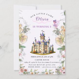 Lila Schloss Messe Geburtstag Thema mit Märchen Einladung