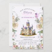 Lila Schloss Messe Geburtstag Thema mit Märchen Einladung (Vorderseite)