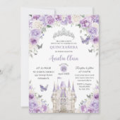 Lila Schloss Quinceañera XV Einladung (Vorderseite)