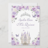 Lila Schloss Quinceañera XV Einladung (Rückseite)