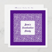Lila Schlüsselmuster-Absolvent-Party Einladung (Vorne/Hinten)