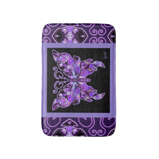 Lila Schmetterling 31 Badematte (Vorderseite Vertikal)