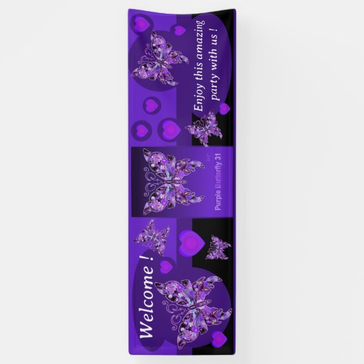Lila Schmetterling 31 Banner (Vertikal)